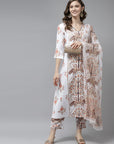 Floral print regular Kurta with trouser and dupatta by Vastra by Monty