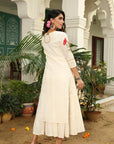 Pearl Enchantment - Off White, Yellow, and Grey Maxi Long Dress by Vastra by Monty