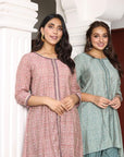 Gulmohar Grace - Pink and Green Kurta with Tulip Pant by Vastra by Monty