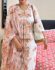 Floral print regular Kurta with trouser and dupatta by Vastra by Monty