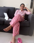 Pink Cotton Night Suit by Vastra by Monty.