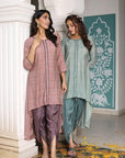 Gulmohar Grace - Pink and Green Kurta with Tulip Pant by Vastra by Monty