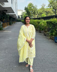 Sunny Chikankari Delight - Yellow Cotton Suit with Dupatta by Vastra by Monty