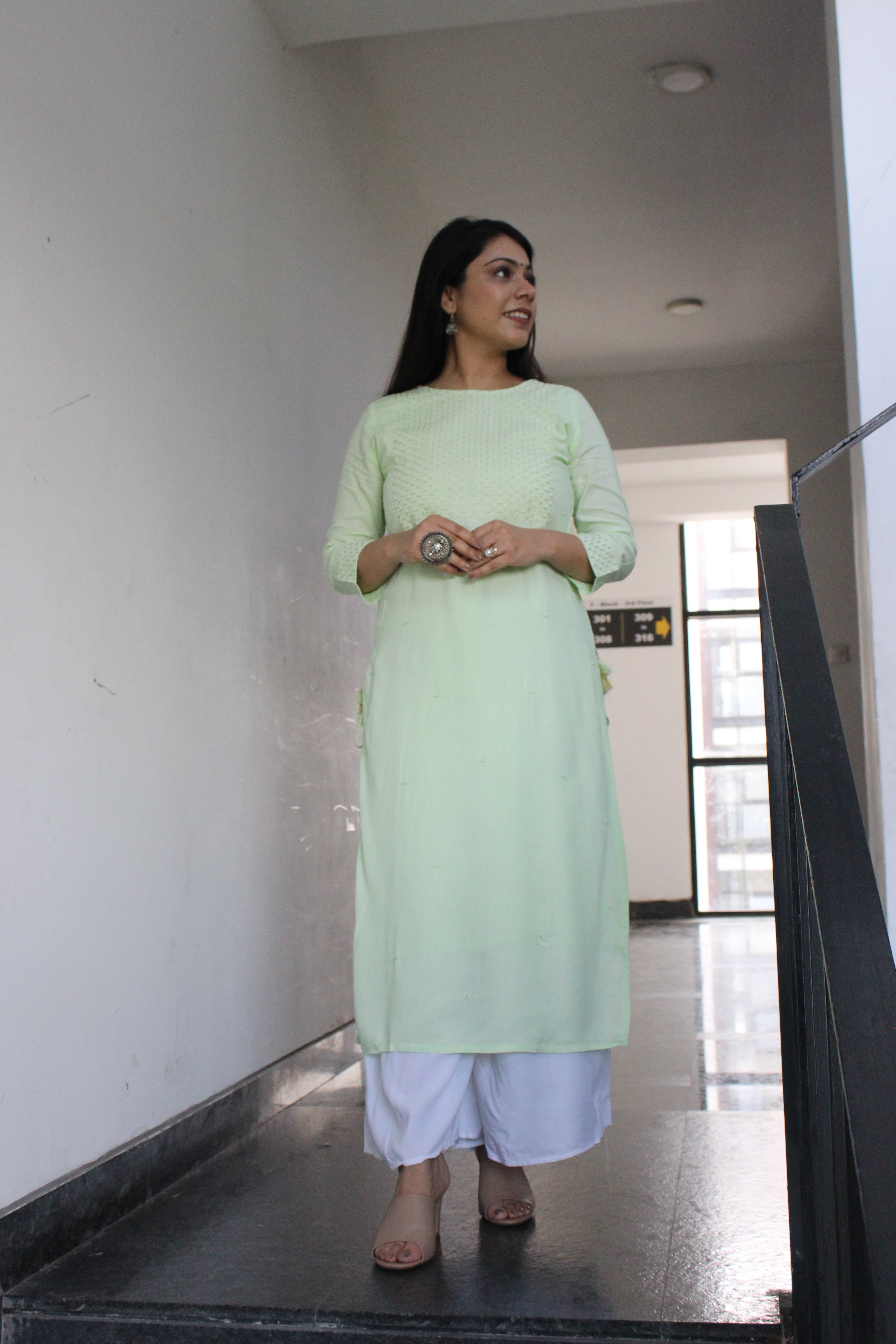 Pista Green Kurti by Vastra by Monty