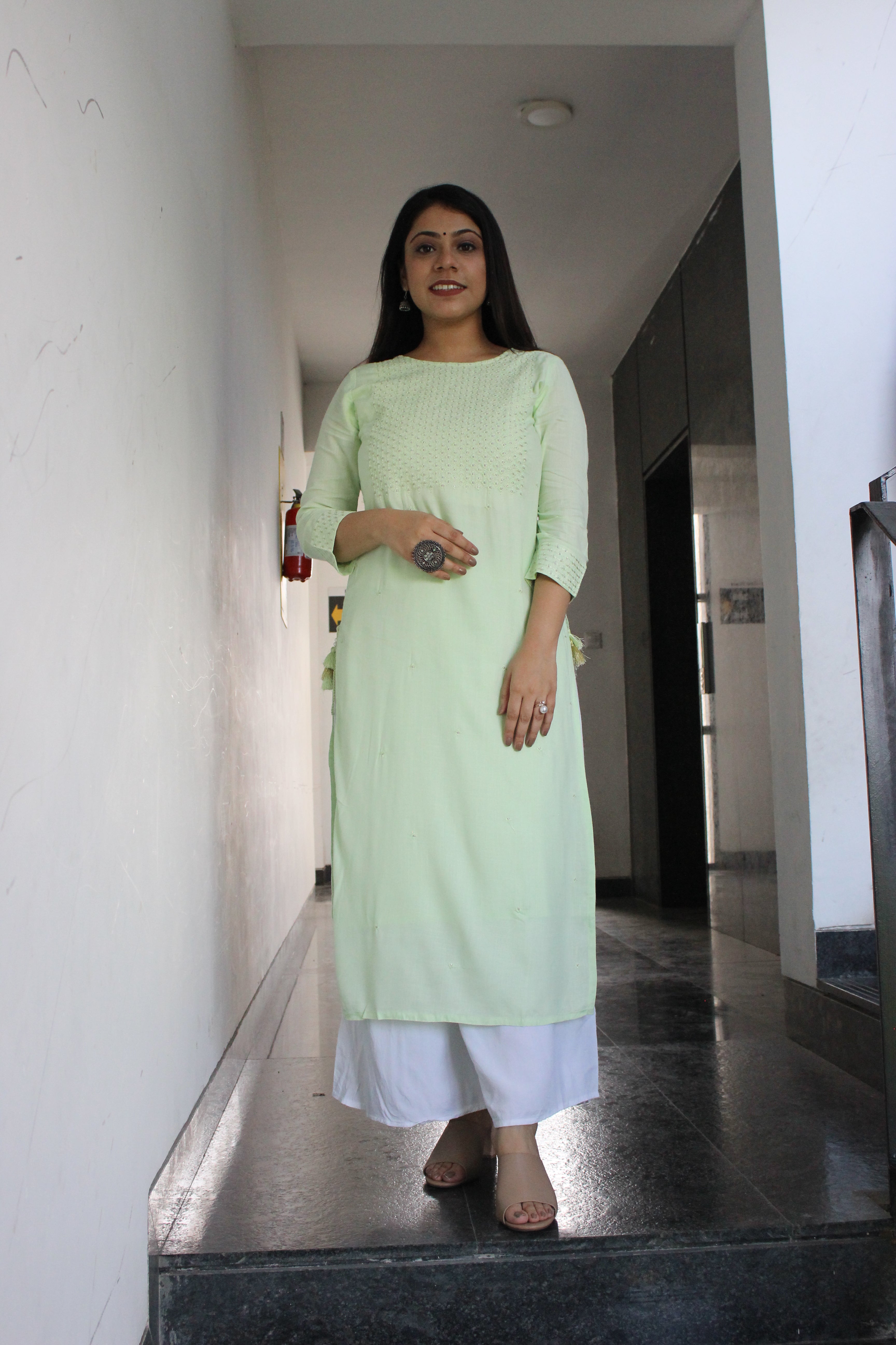 Pista Green Kurti by Vastra by Monty