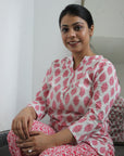 Pink Cotton Night Suit by Vastra by Monty.