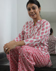 Pink Cotton Night Suit by Vastra by Monty.