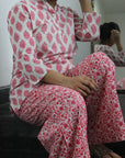 Pink Cotton Night Suit by Vastra by Monty.