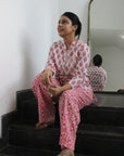 Pink Cotton Night Suit by Vastra by Monty.