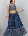 Royal Blue Ready-to-Wear Silk Elegance Lehanga & Blouse with Dupatta by Vastra by Monty