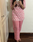 Pink Cotton Night Suit by Vastra by Monty.