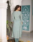 Gulmohar Grace - Pink and Green Kurta with Tulip Pant by Vastra by Monty