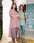 Gulmohar Grace - Pink and Green Kurta with Tulip Pant by Vastra by Monty